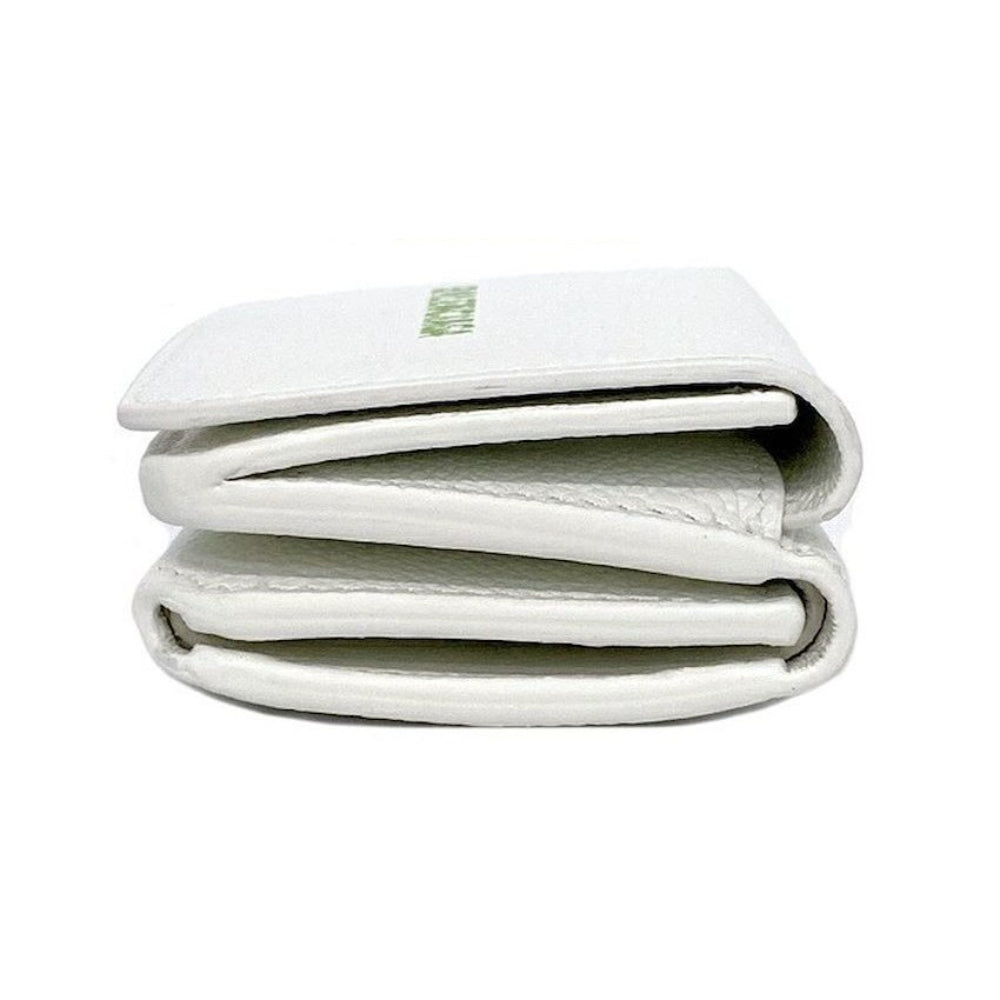 Balenciaga Everyday White Leather Logo Mini Trifold Wallet 593813