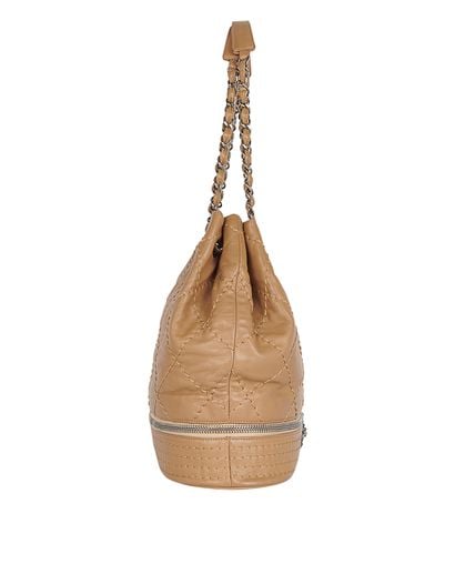 Chanel CC Wild Stitch Brown Leather Bucket Bag