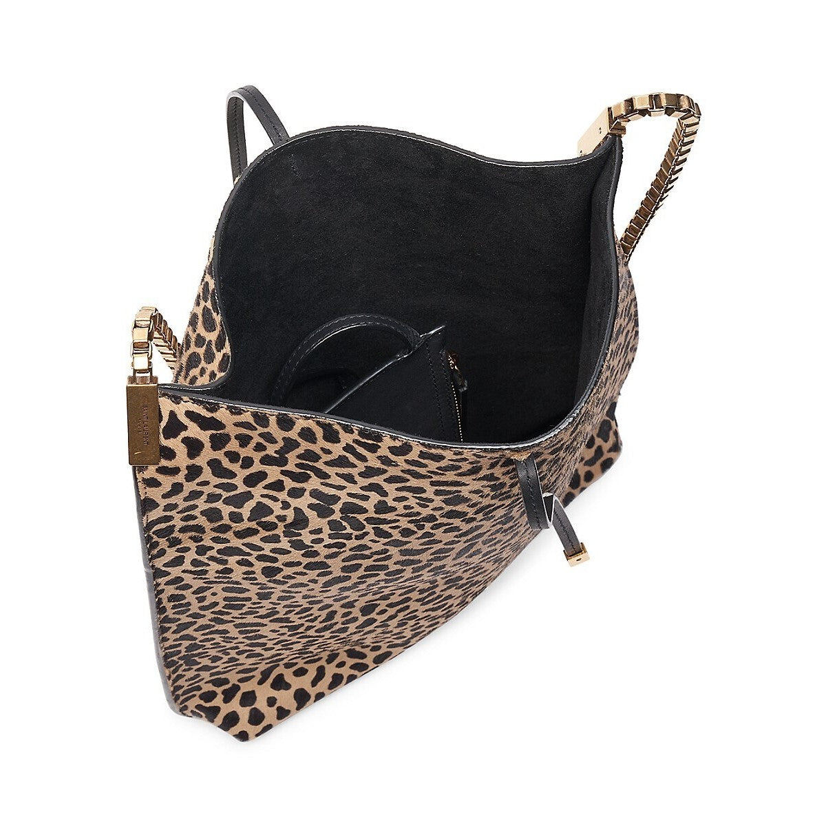 Saint Laurent Suzanne Pony Hair Leopard Print Small Hobo Bag
