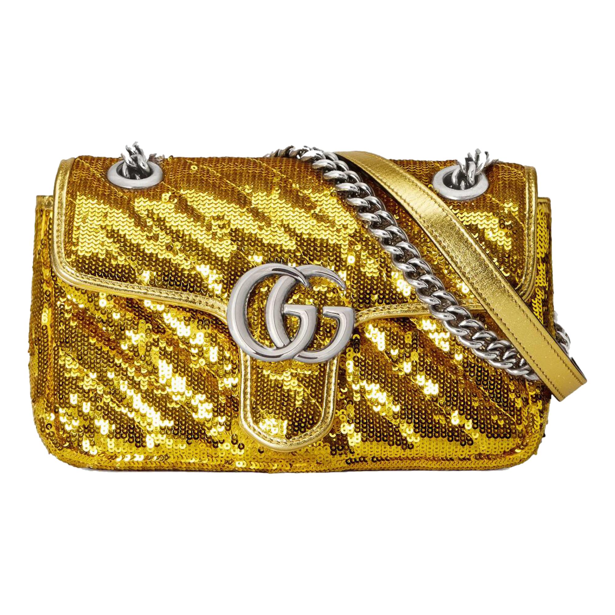 Gucci Flap Marmont GG Matelasse Gold Sequin Shoulder Bag 446744