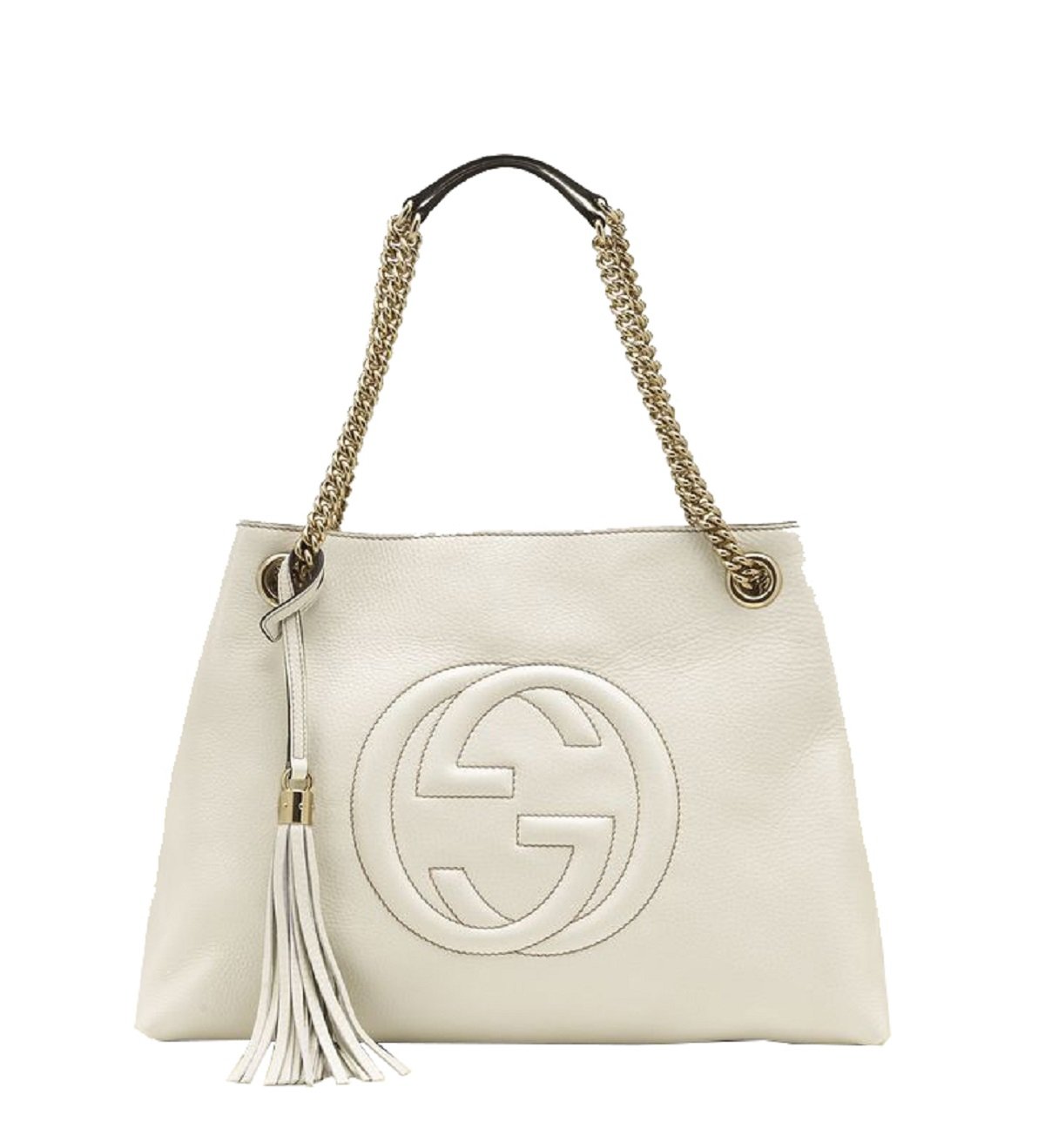Gucci Soho GG Ivory Leather Chain Shoulder Tote Bag
