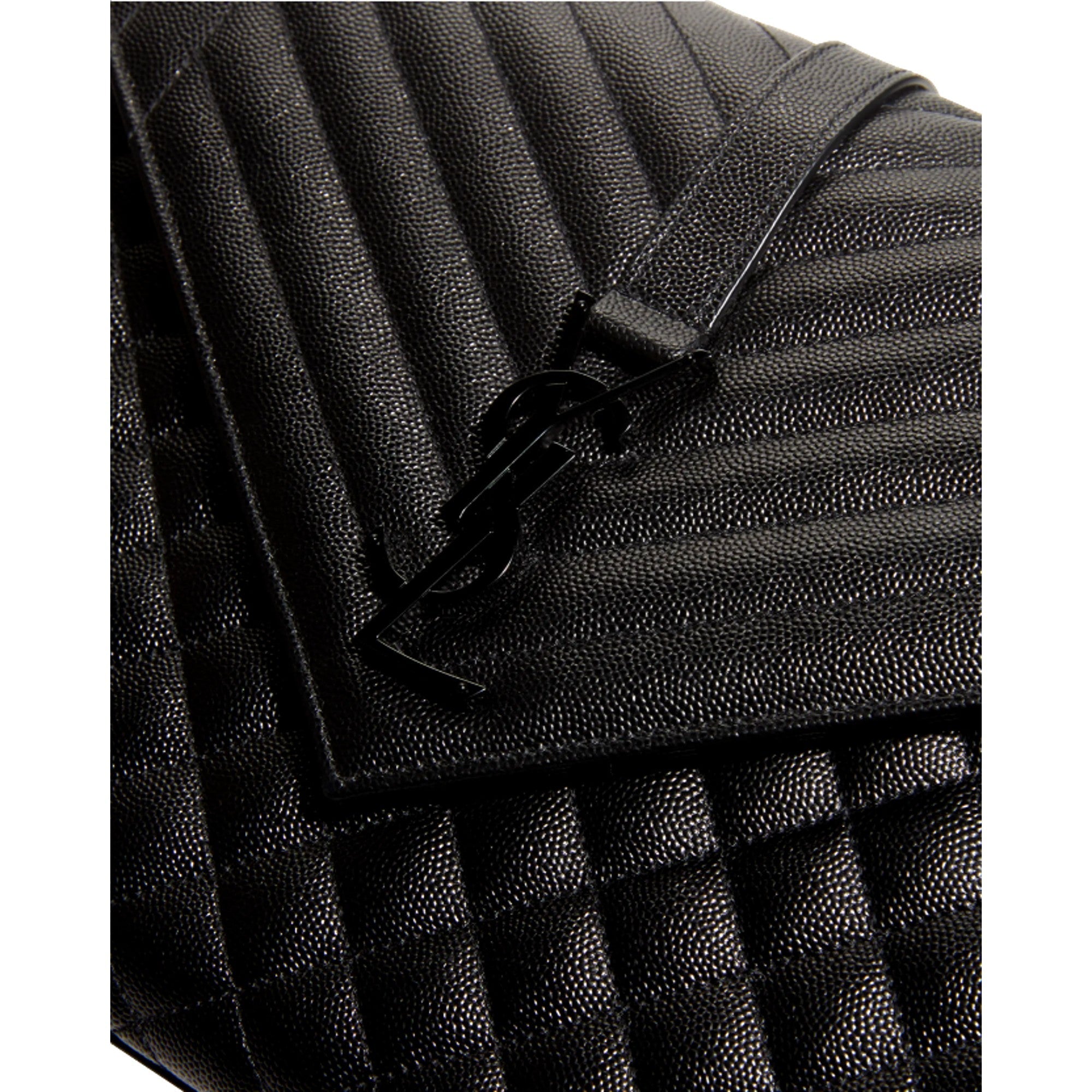 Saint Laurent Envelope Large Shoulder Bag Grain de Poudre Black Leather