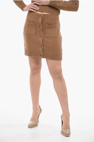 Burberry Front Buttoned Knitted Miniskirt