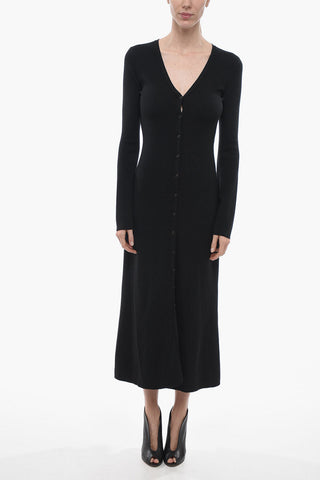 Chloe Front Buttoned Wool Maxidress