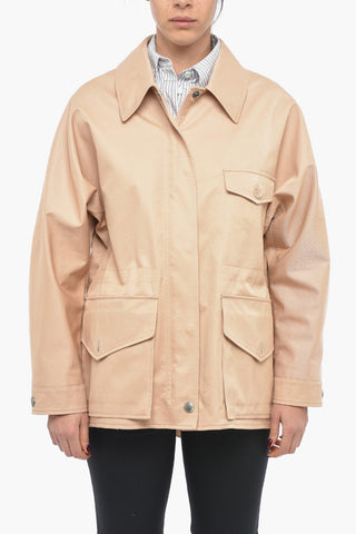 Burberry Front Zipped Cotton Parka with Buttons