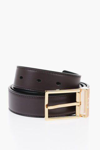 Dior HOMME Reversible Lether Belt with Brass Buckle