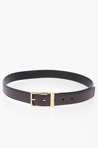 Dior HOMME Reversible Lether Belt with Brass Buckle