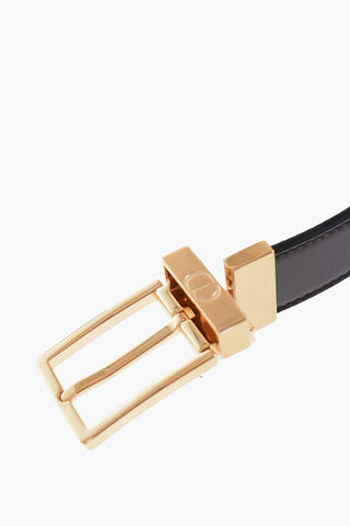 Dior HOMME Reversible Lether Belt with Brass Buckle