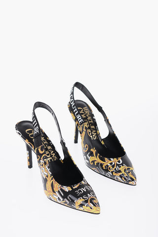 Versace JEANS COUTURE Baroque Motif Faux Leather Slingback 9,5cm