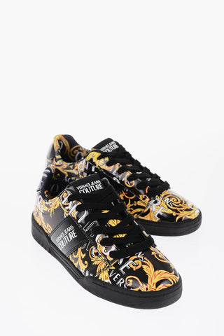 Versace JEANS COUTURE Baroque Motif Patent Leather BROOKLYN Low-Top