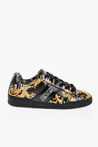 Versace JEANS COUTURE Baroque Motif Patent Leather BROOKLYN Low-Top