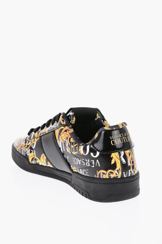 Versace JEANS COUTURE Baroque Motif Patent Leather BROOKLYN Low-Top