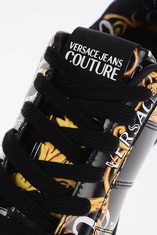 Versace JEANS COUTURE Baroque Motif Patent Leather BROOKLYN Low-Top