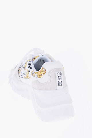 Versace JEANS COUTURE Baroque Motif Sneakers with Suede Details 7cm