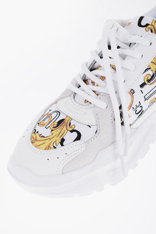 Versace JEANS COUTURE Baroque Motif Sneakers with Suede Details 7cm