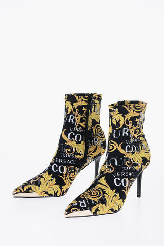 Versace JEANS COUTURE Baroque Printed Point Toe SCARLETT Sock Boots