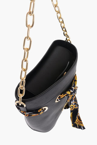 Versace JEANS COUTURE Faux Leather Bucket Bag with Foulard Embellish