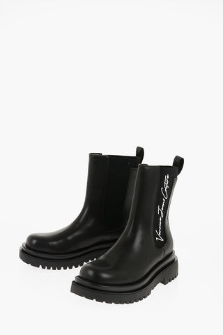 Versace JEANS COUTURE Faux Leather DREW Chelsea Boots with Contrasti