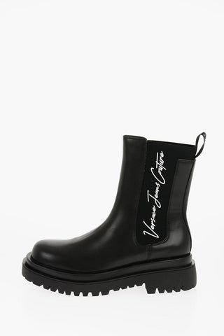 Versace JEANS COUTURE Faux Leather DREW Chelsea Boots with Contrasti