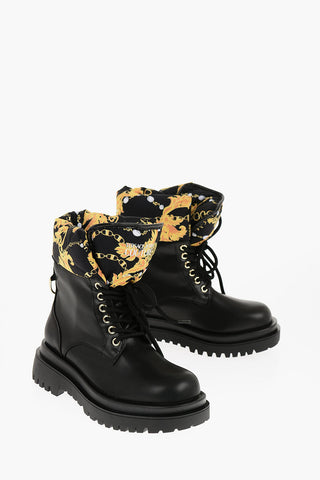 Versace JEANS COUTURE Faux Leather DREW Combat Boots with Baroque Mo