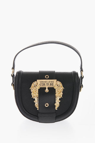 Versace JEANS COUTURE Faux Leather Saddle Bag with Maxi Golden Buckl