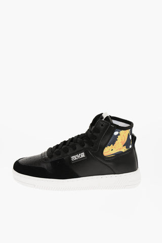 Versace JEANS COUTURE Leather and Fabric MEYSSA High-Top Sneakers wi