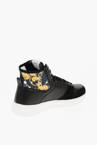 Versace JEANS COUTURE Leather and Fabric MEYSSA High-Top Sneakers wi