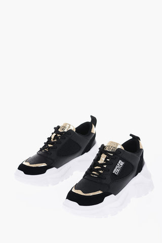 Versace JEANS COUTURE Leather SPEEDTRACK Sneakers with Golden Detail