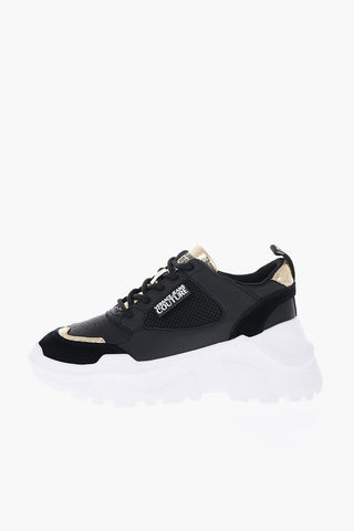 Versace JEANS COUTURE Leather SPEEDTRACK Sneakers with Golden Detail