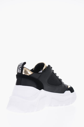 Versace JEANS COUTURE Leather SPEEDTRACK Sneakers with Golden Detail