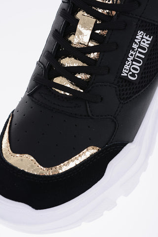 Versace JEANS COUTURE Leather SPEEDTRACK Sneakers with Golden Detail