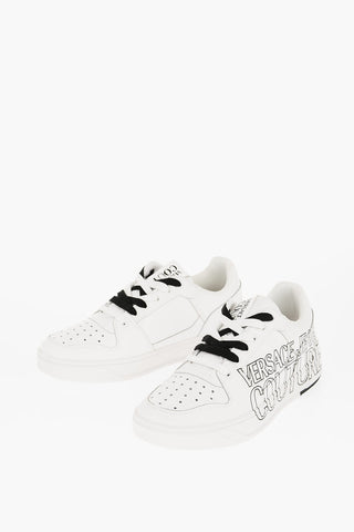 Versace JEANS COUTURE Leather STARLIGHT Low Top Sneakers with Printe