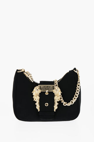 Versace JEANS COUTURE Nylon Shoulder Bag with Maxi Golden Buckle