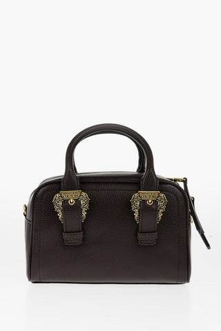 Versace JEANS COUTURE Textured Faux Leather Bowler Bag with Golden B