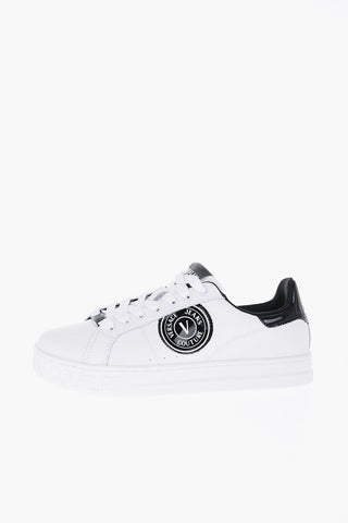 Versace JEANS COUTURE Textured Leather COURT 88 Sneakers with Contra