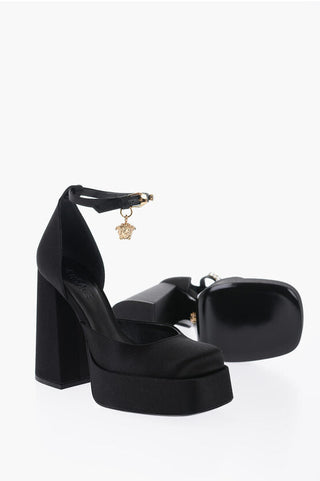 Versace Jewel Strap Satin Platform Pumps 12cm