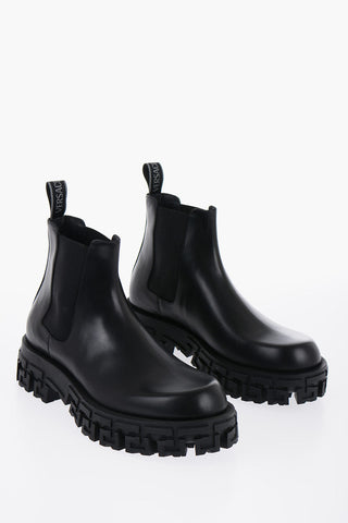 Versace Leather Chelsea Boots With Trigreca Sole