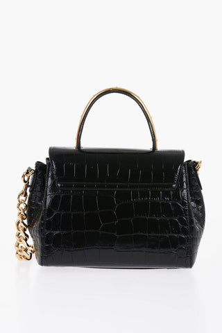 Versace Leather Croco-Effect LA MEDUSA Bag with Metallic Application