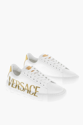 Versace Leather LA GRECA Sneakers with Printed Logo