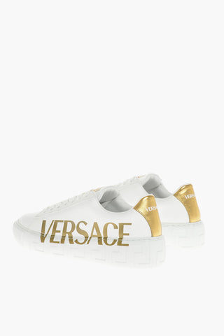 Versace Leather LA GRECA Sneakers with Printed Logo