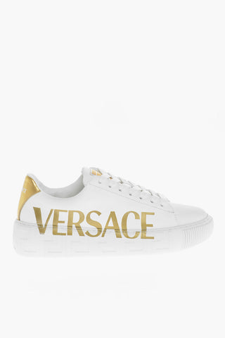 Versace Leather LA GRECA Sneakers with Printed Logo