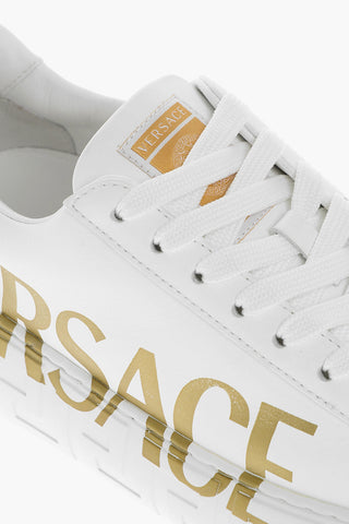 Versace Leather LA GRECA Sneakers with Printed Logo