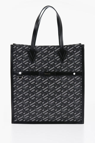 Versace Leather Logoed Tote Bag with Removable Shoulder Strap