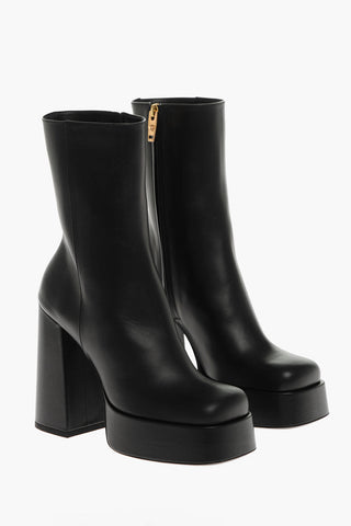 Versace Leather Platform Booties with Inner Zip 13cm