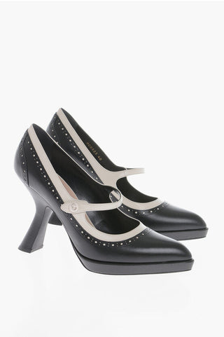 Dior Leather Pumps With Strap And Brogues Details Heel 11 cm