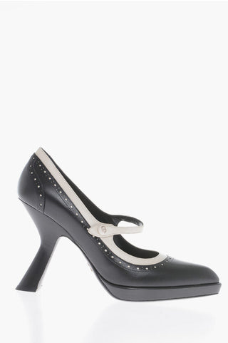 Dior Leather Pumps With Strap And Brogues Details Heel 11 cm