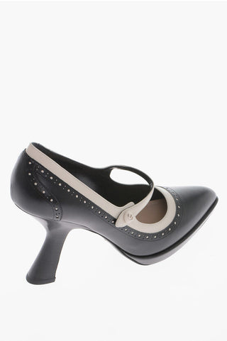 Dior Leather Pumps With Strap And Brogues Details Heel 11 cm