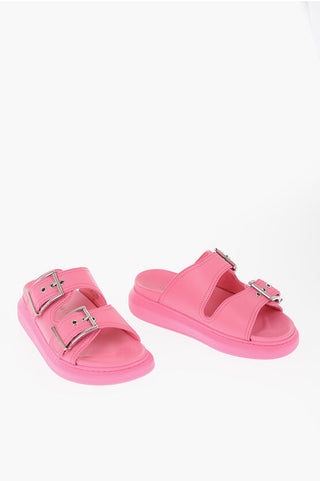 Alexander McQueen Leather Slides With Buckles