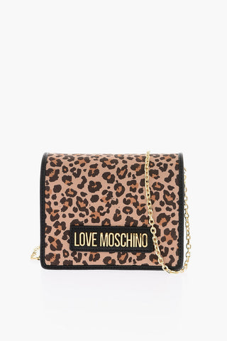 Moschino LOVE Animal Effect Faux Leather POLY Mini Saddle Bag