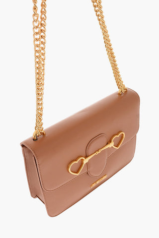 Moschino LOVE chain shoulder strap faux leather bag